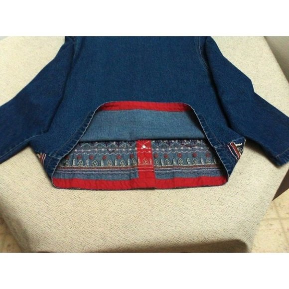 Jane Ashley Women's Shirt Embroidered Denim Cotton Long Sleeve Medium Blue Large - Picture 6 of 16
